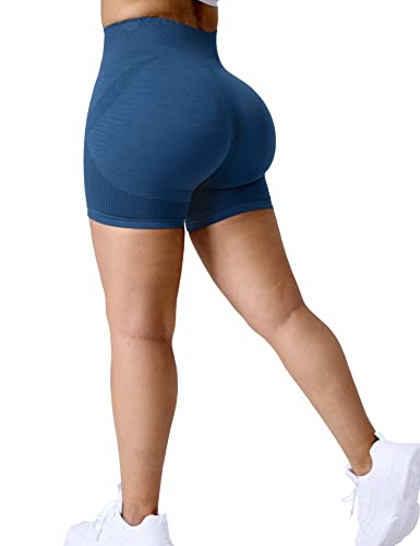 ZAAYO Gym Shorts Damen Sport Athletic Booty Scrunch Butt Lift Ozon Fitness Kurze Shorts Blau Large von ZAAYO