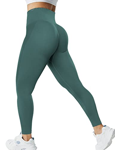 ZAAYO Scrunch Butt Leggings F¨¹r Damen Sports Gym Hohe Bund Push Up Booty Seamless Leggings Grau Blau, Large von ZAAYO