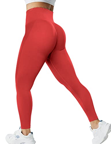 ZAAYO Scrunch Butt Leggings F¨¹r Damen Sports Gym Hohe Bund Push Up Booty Seamless Leggings Rot, Large von ZAAYO