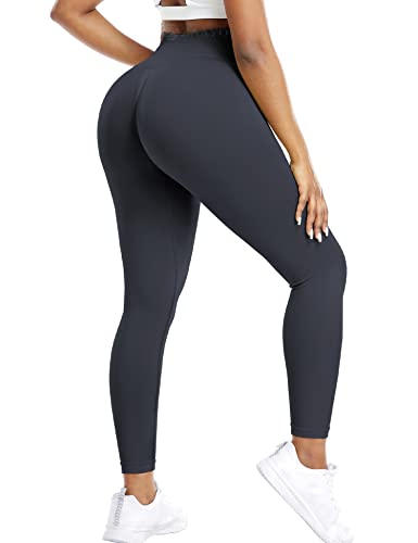 ZAAYO Scrunch Butt Sport Leggings Damen Gym Booty Fitness Blickdichte Lang Sporthose Tights Dunkel Grau Large von ZAAYO