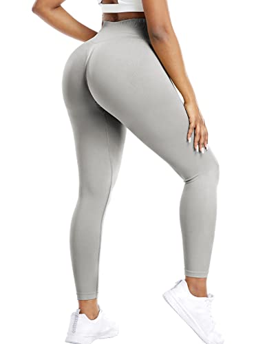 ZAAYO Scrunch Butt Sport Leggings Damen Gym Booty Fitness Blickdichte Lang Sporthose Tights Helgrau Large von ZAAYO