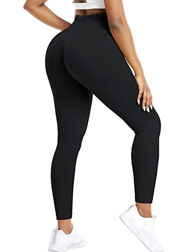 ZAAYO Scrunch Butt Sport Leggings Damen Gym Booty Fitness Blickdichte Lang Sporthose Tights Schwarz Large von ZAAYO