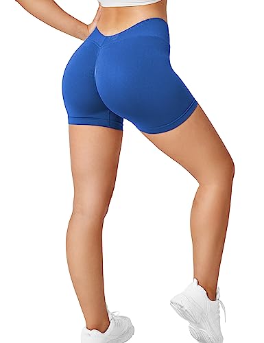 ZAAYO Scrunch Butt Sporthose Shorts für Damen Fitness Gym Kurze Blau Large von ZAAYO