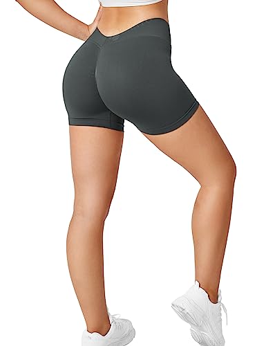 ZAAYO Scrunch Butt Sporthose Shorts für Damen Fitness Gym Kurze Dunkle Grau Large von ZAAYO