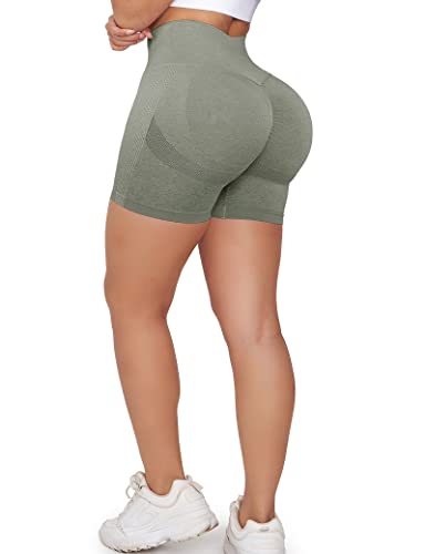 ZAAYO Scrunch Butt Sports Shorts F¨¹r Damen Push Up Booty Nahtlos Biker Yoga Fitness Gym Shorts Khaki XL von ZAAYO