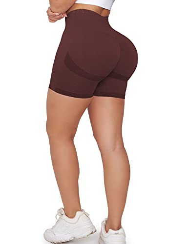 ZAAYO Scrunch Butt Sports Shorts F¨¹r Damen Push Up Booty Nahtlos Biker Yoga Fitness Gym Shorts Berry Red, Medium von ZAAYO