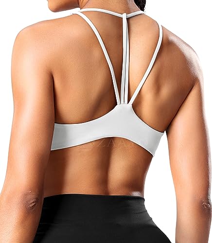 ZAAYO Sport BH Damen Crossback Sport BH Twisted Push Up Oberteil Gepolstertes Backless Gym Bra White Large von ZAAYO