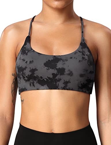 ZAAYO Sport BHS Damen Backless Crop Top Push Up Gym Padded Bustier Twist Bra Bindfärben Schwarz Large von ZAAYO