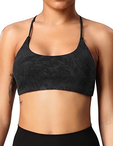 ZAAYO Sport BHS Damen Backless Crop Top Push Up Gym Padded Bustier Twist Bra Print Schwarz X-Small von ZAAYO