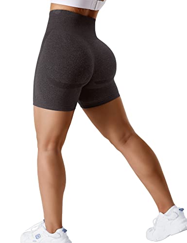 ZAAYO Sport Fitness Shorts für Damen Gym Booty Kurze Sporthose High Taille Laufhose Schokolade Large von ZAAYO