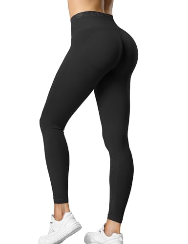 ZAAYO Sport Leggings Damen High Waist Scrunch Butt Gym Leggings Seamless Blickdicht Sporthose für Sport Yoga Fitness Workout Schwarz Medium von ZAAYO