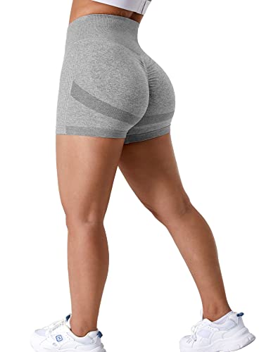 ZAAYO Sport Scrunch Butt Shorts 3.5" Blickdicht Sporthose Gym Fitnesshose Kurz Hose Grau Large von ZAAYO