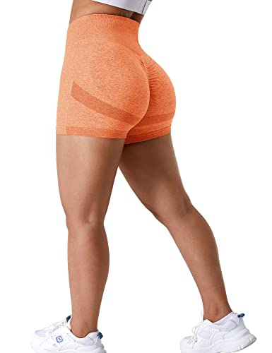 ZAAYO Sport Scrunch Butt Shorts 3.5" Blickdicht Sporthose Gym Fitnesshose Kurz Hose Orange Large von ZAAYO