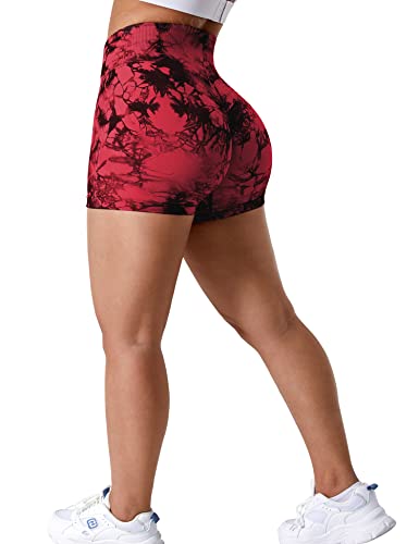 ZAAYO Sport Scrunch Butt Shorts 3.5" Blickdicht Sporthose Gym Fitnesshose Kurz Hose Rot,L von ZAAYO