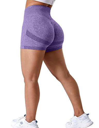 ZAAYO Sport Scrunch Butt Shorts 3.5" Blickdicht Sporthose Gym Fitnesshose Kurz Hose Violett Small von ZAAYO