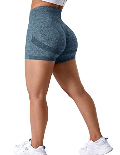 ZAAYO Sport Scrunch Butt Shorts 3.5" Blickdicht Sporthose Gym Fitnesshose Kurz Hose Dunkelgblau Small von ZAAYO