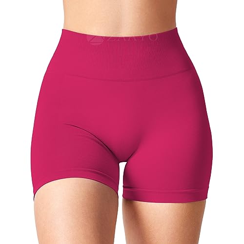 ZAAYO Sport Shorts Damen 4’’ Gym Shorts Scrunch Butt High Waist Sporthose Kurz Leggings für Sommer Yoga Fitness Lauf Rosa Large von ZAAYO