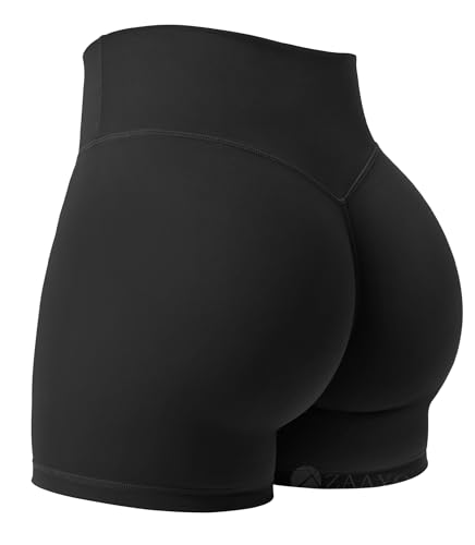 ZAAYO Sport Shorts Damen 4.5" Gym Shorts Booty Scrunch Hohe Taille Push Up Yoga Shorts Biker Gym Kurze Hosen Schwarz M von ZAAYO