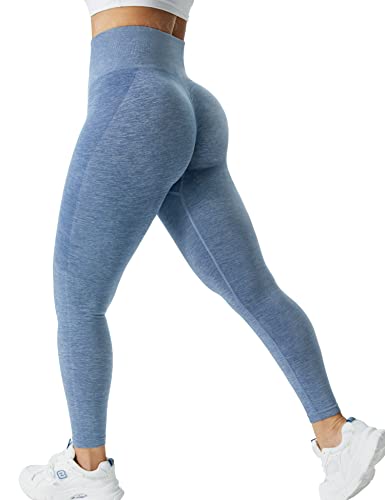 ZAAYO Sports Leggings F¨¹r Damen Scrunch Butt Gym Hohe Bund Push Up Booty Leggings Grau Blau, X-Large von ZAAYO