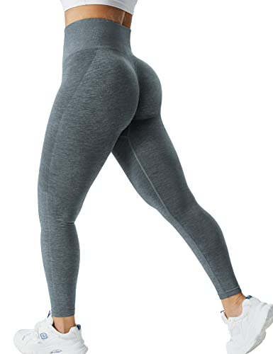 ZAAYO Sports Leggings Für Damen Scrunch Butt Gym Hohe Bund Push Up Booty Leggings Kohlenstoff Grau, Large von ZAAYO