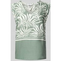 ZABAIONE Regular Fit Blusentop aus Leinen-Baumwoll-Mix in Khaki, Größe L von ZABAIONE