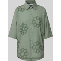 ZABAIONE Hemdbluse mit Motiv-Stitching Modell 'Mi44ra' in Khaki, Größe L von ZABAIONE