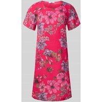 ZABAIONE Knielanges Leinenkleid mit Rundhalsausschnitt in Pink, Größe L von ZABAIONE