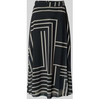 ZABAIONE Midirock mit geometrischem Allover-Print Modell 'Serena' in Black, Größe XL von ZABAIONE