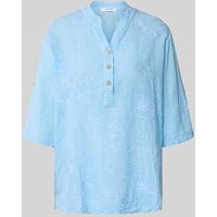 ZABAIONE Relaxed Fit Bluse mit Spitzenbesatz Modell 'Li' in Blau Melange, Größe XXL von ZABAIONE
