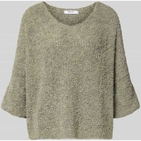 ZABAIONE Relaxed Fit Strickpullover mit V-Ausschnitt Modell 'Em44maa' in Khaki, Größe L von ZABAIONE