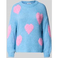 ZABAIONE Strickpullover mit Rundhalsausschnitt Modell 'Bo44nita' in Bleu, Größe M/L von ZABAIONE