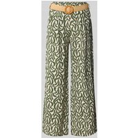 ZABAIONE Wide Leg Stoffhose mit Gürtel Modell 'Mi44laa' in Khaki, Größe L von ZABAIONE