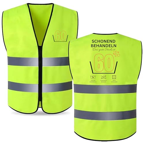 ZABARE 60 Geburtstag für Männer Frauen,Geschenke für Männer Geburtstag Weste, Lustige Geschenk Geburtstag Mann Frau,60 Geburtstag Männer - Schonend Behandeln - Weste mit Pflegehinweis von ZABARE