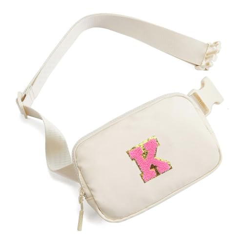 ZACAGO Gürteltasche für Frauen Bauchtasche mit Initialenbuchstaben Patch, Beige - K, Reiserucksäcke von ZACAGO