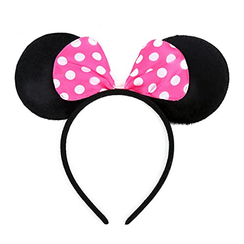 ZADAWERK® Haarreif - Mini Mouse - Rosa - Maus-Kostüm - Karneval - schwarze Ohren, pinke Schleife, weiße Punkte - Polka dots - Kinder Haarschmuck - JGA von ZADAWERK