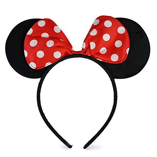 ZADAWERK® Haarreif - Mini Mouse - Rot - Maus-Kostüm - Karneval - schwarze Ohren, rote Schleife, weiße Punkte - Polka dots - Kinder Haarschmuck - JGA von ZADAWERK