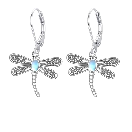 Libellen-Geschenke für Frauen 925er Sterlingsilber Libellen-Mondstein-Schmuck Ohrringe von ZADIUA