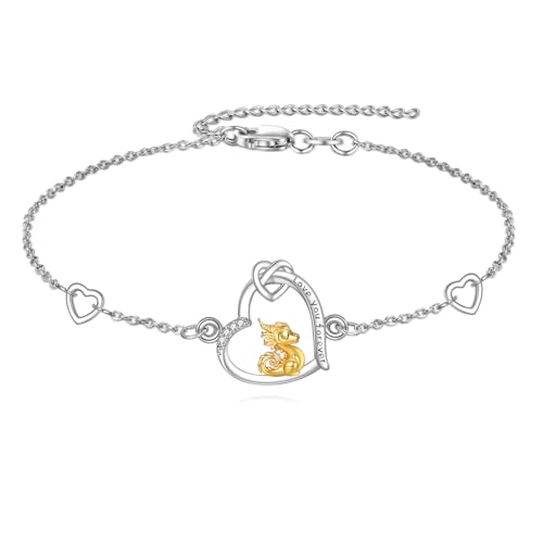ZADIUA Drachen Armband S925 Sterlingsilber Herz-Drachen-Armbänder Drachen-Schmuck Geschenke für Frauen Mutter Ehefrau von ZADIUA