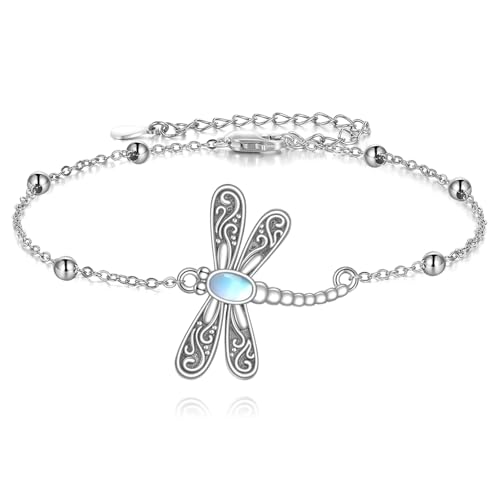 ZADIUA Libellen-Geschenke für Frauen 925er Sterling Silber Libellen-Mondstein-Schmuck Armband (Einzelschicht) von ZADIUA