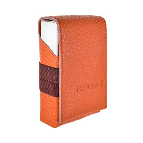 FLAPCASE N°1 • Sunrise Orange • Designer Zigarettenetui Made in Austria, Leder vegan Zigarettenbox für 19, 20, 21 Zigaretten Packungen, reg. King-Size von ZÄSAR