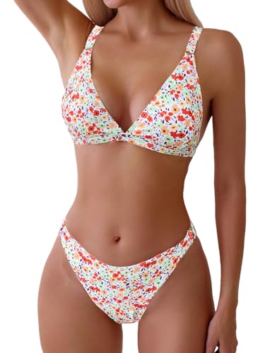 ZAFUL Damen-Badeanzug, 2-teilig, Blumendruck, dreieckig, hoch geschnitten, Bikini-Set, 1 x mehrfarbiges Blumenmuster, Medium ZAFUL Damen-Badeanzug, 2-teilig, Blumendruck, dreieckig, hoch geschnitten, Bikini-Set, 1 x mehrfarbiges Blumenmuster, Medium von ZAFUL