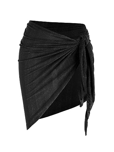 ZAFUL Damen Sarong Coverups Strand Wrap Sheer Bikini Wraps Chiffon Cover Ups für Bademode, 2-Schwarz, Einheitsgröße von ZAFUL