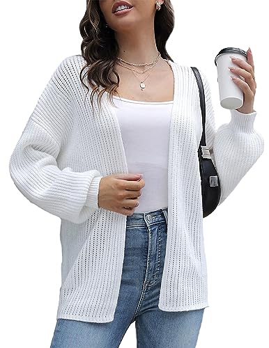 ZAFUL Damen Strickjacke Oversized Open Front Pullover 2023 Langarm Casual Arbeit Lose Grobstrick Outwear, Weiss/opulenter Garten, Klein von ZAFUL