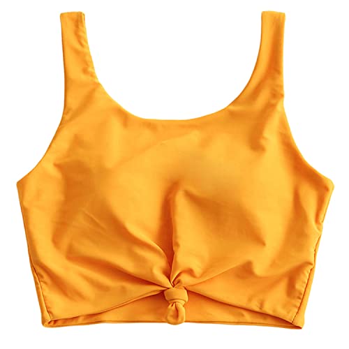 ZAFUL Damen Tankini mit hoher Taille, U-Ausschnitt, geknotet, zweiteilig, Tankini-Set, Badeanzug, Y-Biene Gelb, Large von ZAFUL