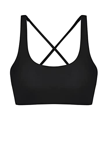 ZAFUL Damen Verstellbarer Schnürer Bikini Top Push Up Gepolstert Badeanzug Tops, U-Ausschnitt, Schwarz, XX-Large von ZAFUL