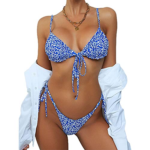 ZAFUL Ditsy Floral Frilled Tie Knot Front Riemchen-Bikini-Sets Bademode von ZAFUL