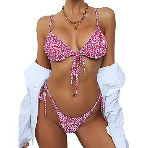 ZAFUL Ditsy Floral Frilled Tie Knot Front Riemchen-Bikini-Sets Bademode von ZAFUL