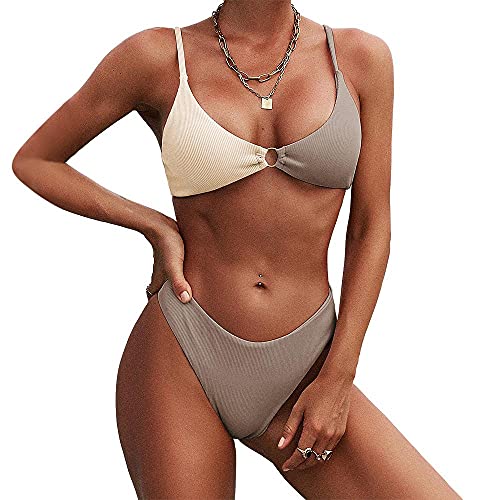 ZAFUL Gerippter O-Ring-String-Bikini-Badeanzug für Damen, freche Tanga-Badebekleidung, Zweiteiliger Badeanzug von ZAFUL