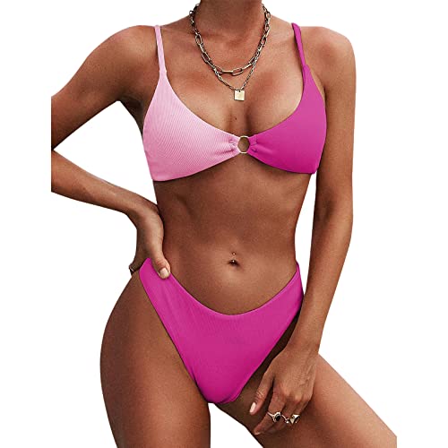 ZAFUL Gerippter O-Ring-String-Bikini-Badeanzug für Damen, freche Tanga-Badebekleidung, Zweiteiliger Badeanzug von ZAFUL