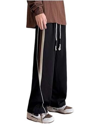ZAFUL Herren Fallschirm-Sweathose Y2k Baggy Trainingshose Kordelzug Weites Bein Freizeithose Streetwear, Schwarz (3), XXL von ZAFUL